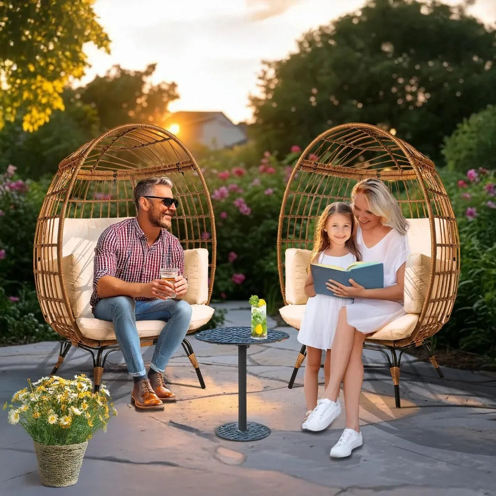 MKDK Wicker Egg Chair Outdoor Patio Rattan Lounge Chair