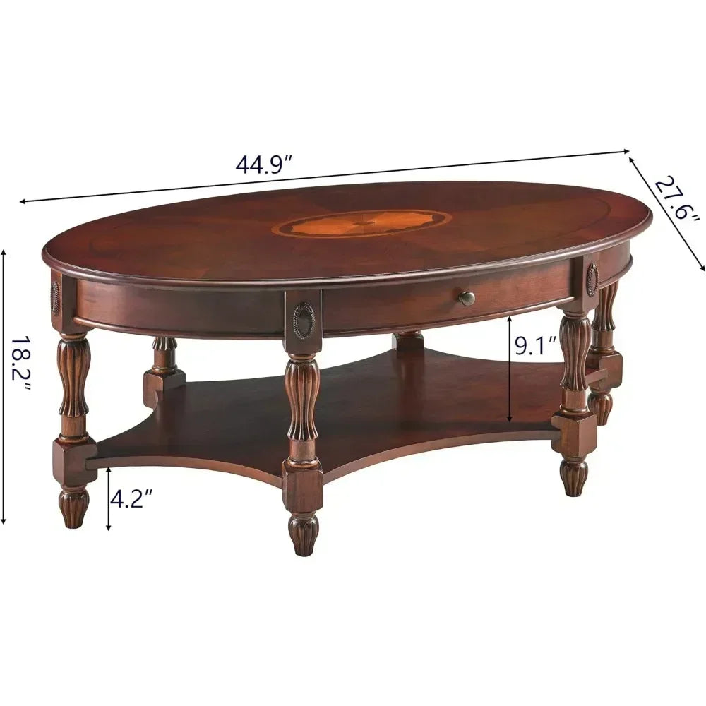 General Use Solid Wood Coffee Table With Drawer And Shelf