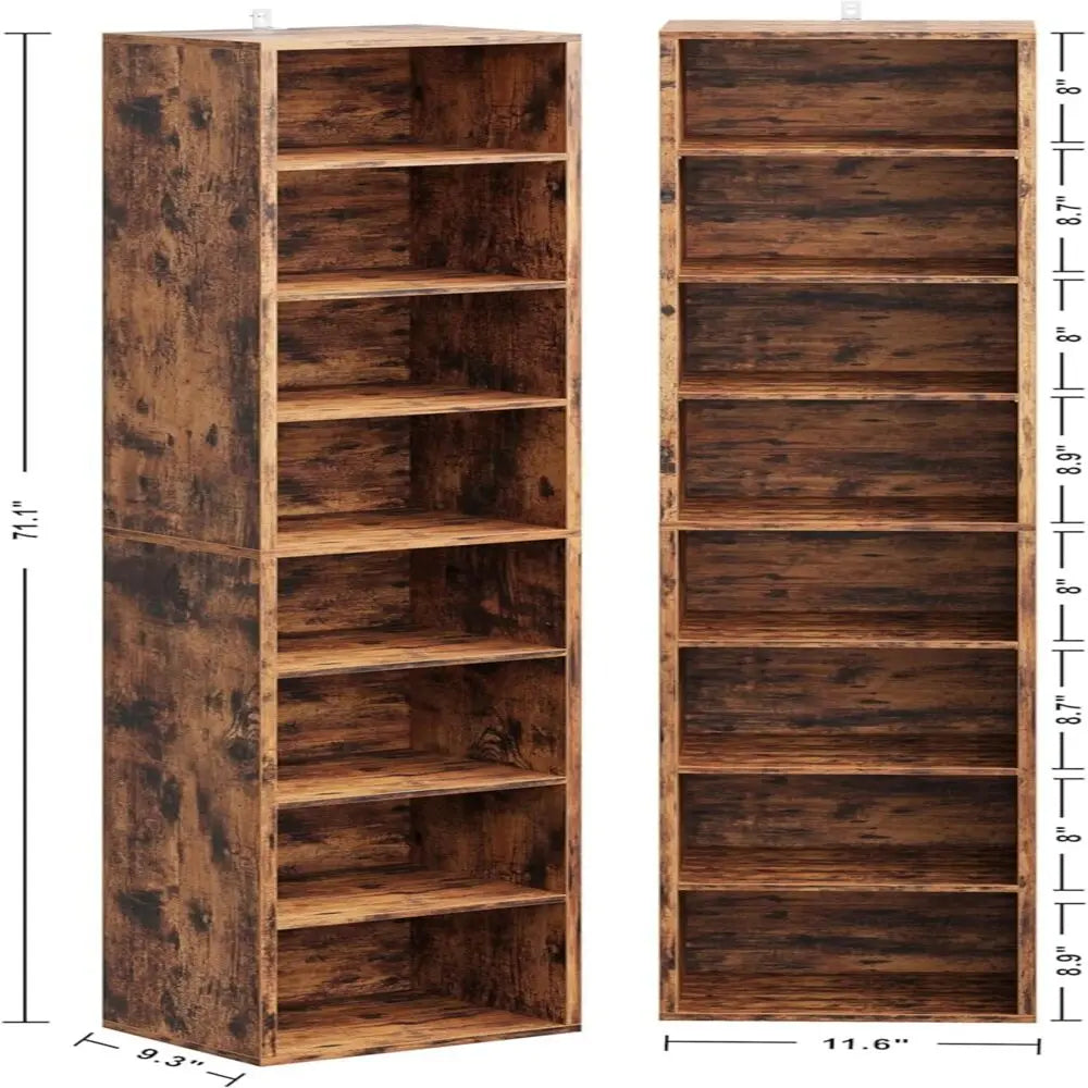 IRONCK 8 Tier Corner Bookshelf For Living Room Office