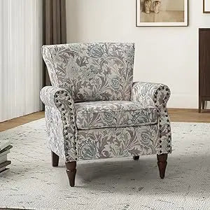 MKDK Modern Wingback Accent Chair Upholstered Armchair With Nailhead Trim