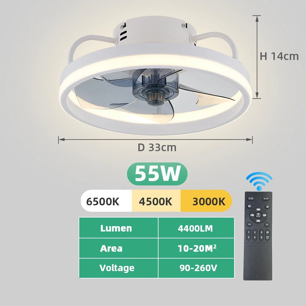 XCLuuHY 55W Ceiling Fan With Light Remote Control LED