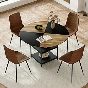 Dafify Round Dining Table Set For Four With Storage