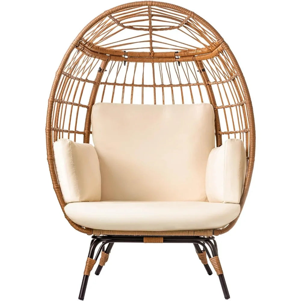 MKDK Wicker Egg Chair Outdoor Patio Rattan Lounge Chair