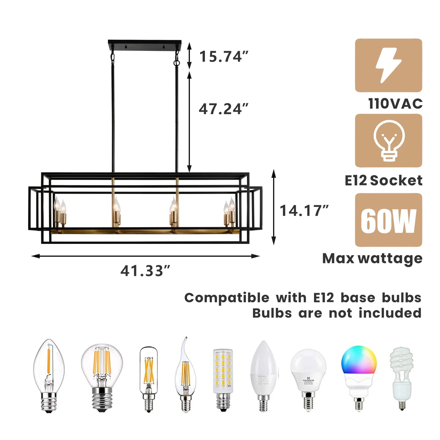 LovingC Retro Industrial Chandelier For Dining Room And Kitchen Island