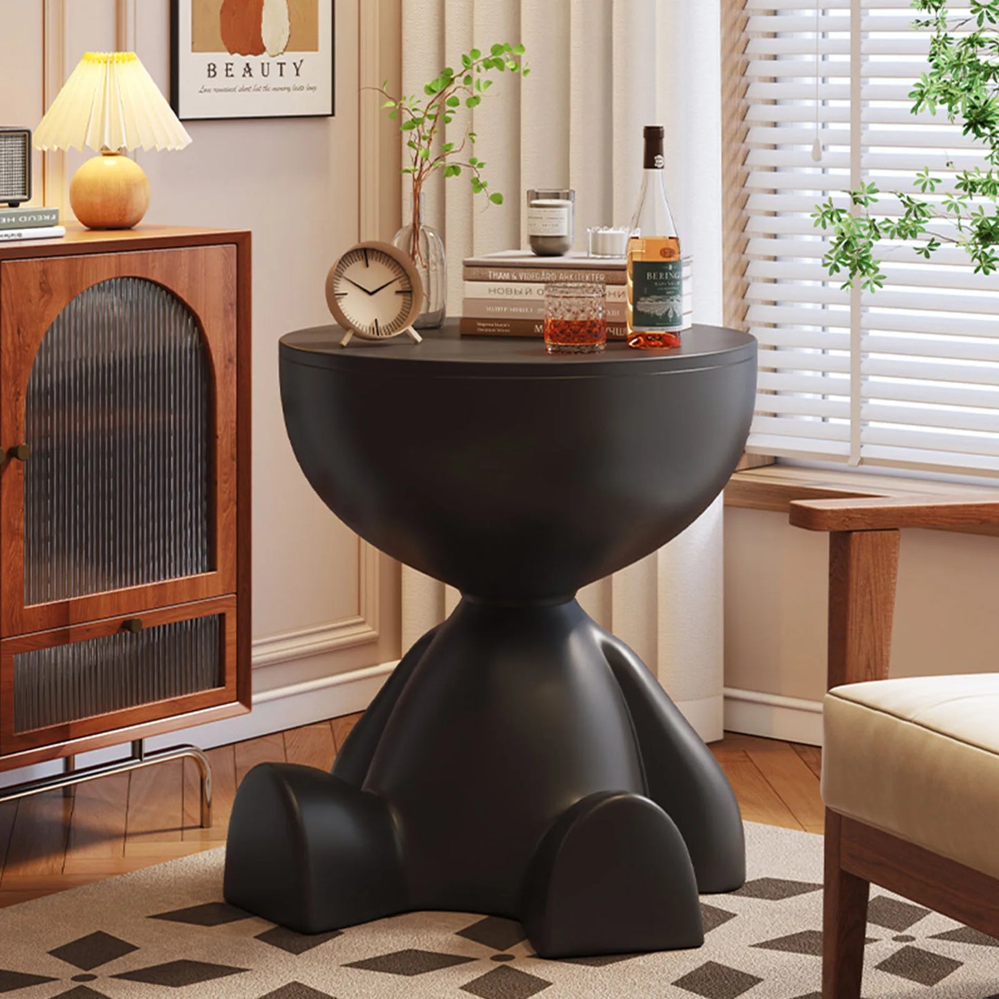Wedyvko Round Matte Coffee Table With Storage Rack