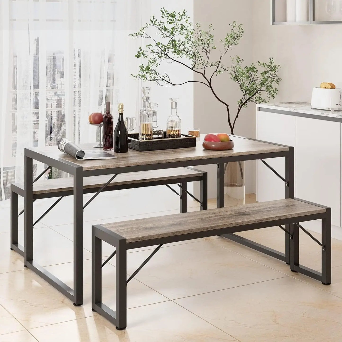 Hign-concerned Dining Table Set For 4 With Benches