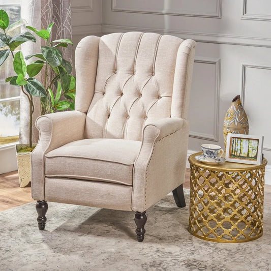 RBXC Elizabeth Tufted Fabric Recliner Wingback Reading Chair