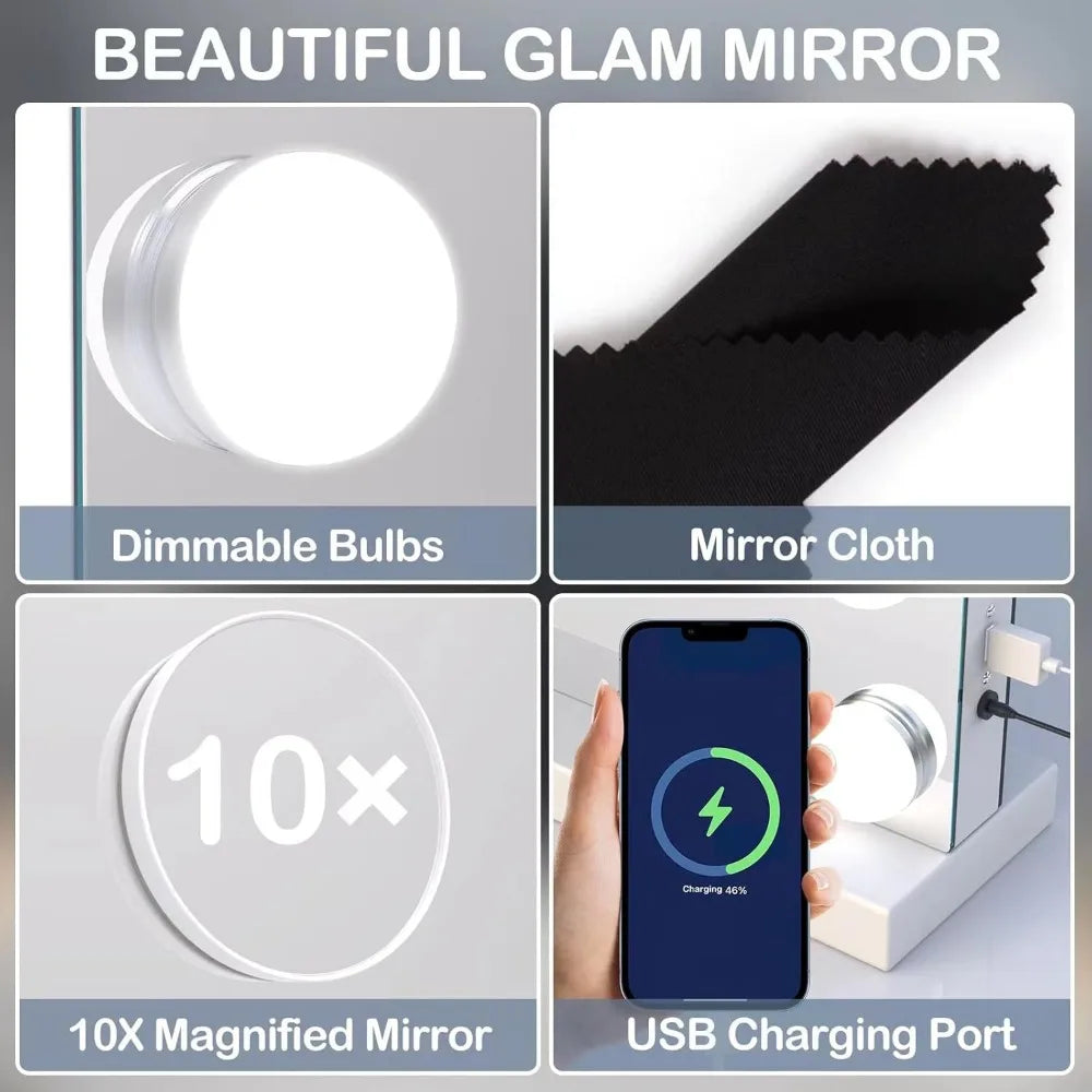 15 LED Dimmable Vanity Mirror With USB Port And Wall Mount