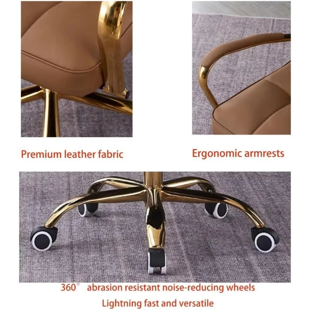 Ergonomic Adjustable Swivel Office Chair With Leather Armrests