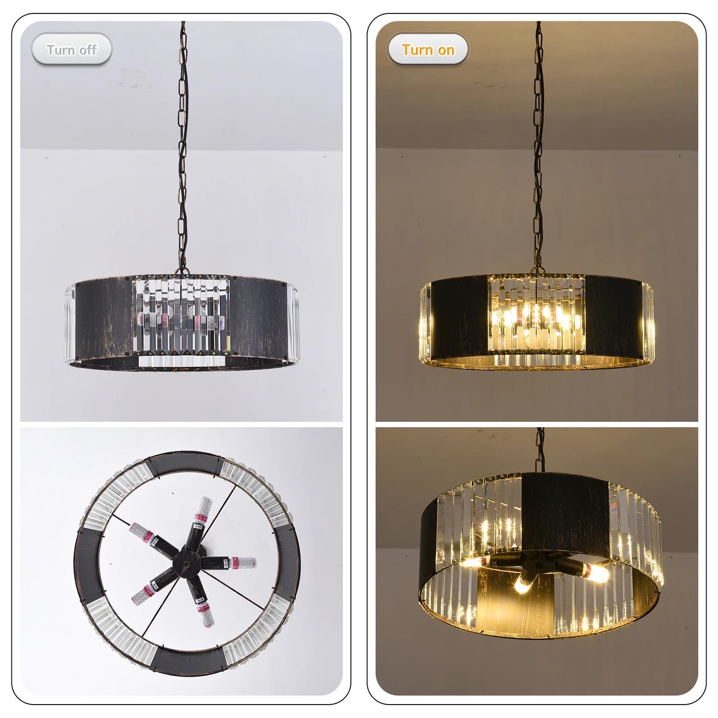 Vetrulus Modern Black Crystal Pendant Chandelier Light