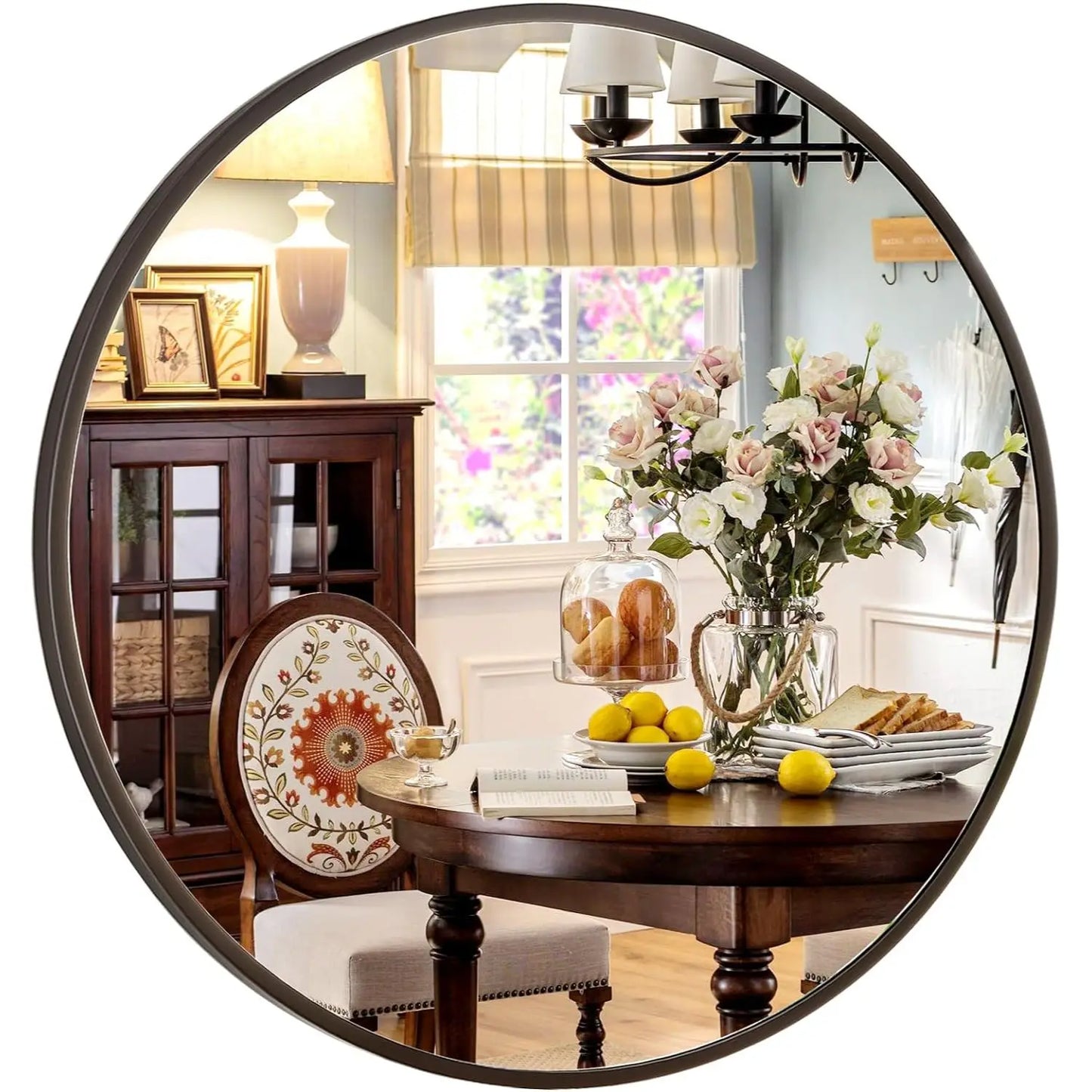 Round Metal Wall Mirror For Entryway And Living Room Decor