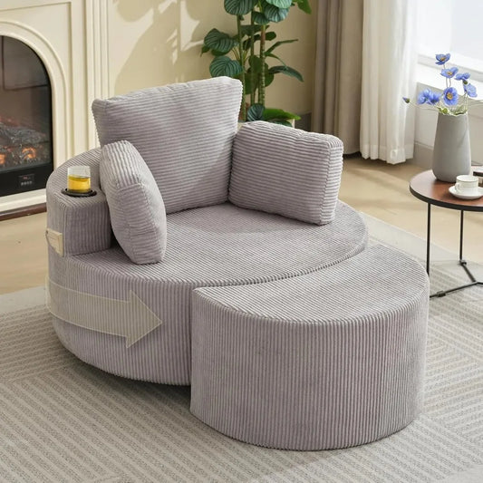 General Swivel Barrel Recliner Chair With Ottoman