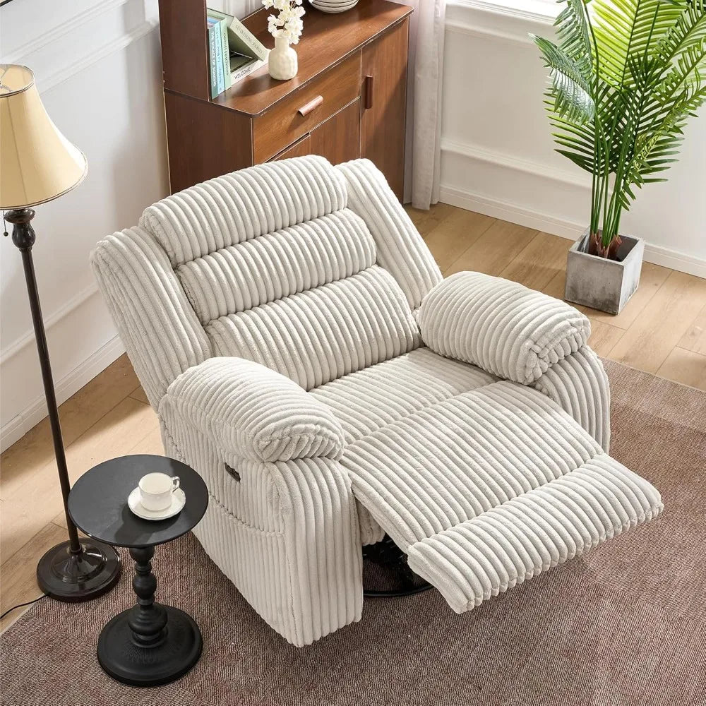 MKDK Power Swivel Rocker Recliner With Massage Heat USB Charging